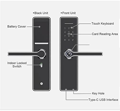 Kapı Kilidi Siyah Paslanmaz Çelik WiFi Parmak İzi Kapı Kilidi / Akıllı Kart Kapı Kilidi Destek Tuya / Akıllı Yaşam APP Kodu (Renk: