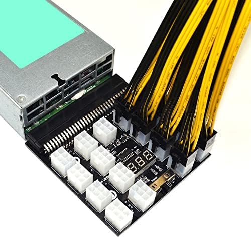Siyah PCI - E 17x 6pin Güç Kaynağı kesme panosu Adaptörü Dönüştürücü 12 V ıçin Ethereum BTC Antminer Madenci Madencilik HP Sunucu