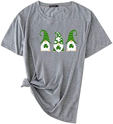 Dosoop Kadın Aziz patrick Günü T-Shirt Rahat Yeşil İsveç Tomte Gnome Elf Grafik Baskı Kısa Kollu Crewneck Üst Bluz