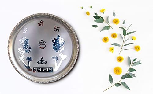 Shubhkart Gümüş Kaplama Shubhlabh Puja Thali, 11 İnç