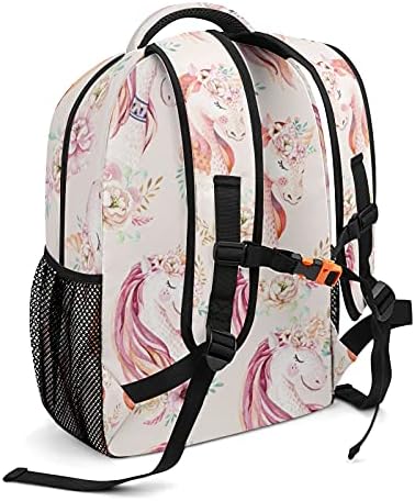 Kişiselleştirilmiş Sevimli Suluboya Unicorn Çiçekler okul sırt çantası laptop çantası ile Adı Seyahat Sırt Çantası Çanta için