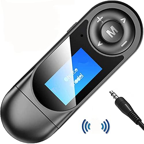 Bluetooth 5.0 Verici Alıcı, 2'si 1 Arada Taşınabilir Düşük Gecikmeli Görselleştirme Kablosuz Adaptör, LCD Ekranlı Verici ve Alıcı,