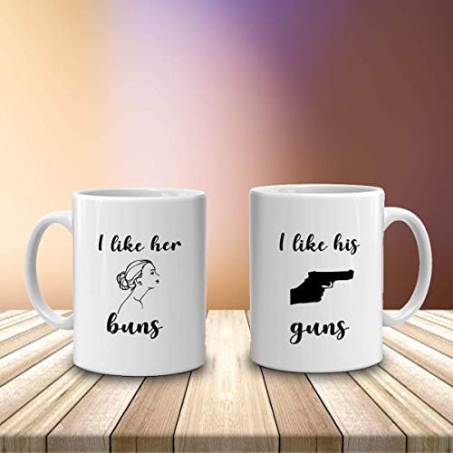 Komik yetişkin kahve kupası-Çiftler kahve kupası-Çiftler bardakları-Çöreklerini seviyorum, silahını seviyorum-Sevgilisi kupa