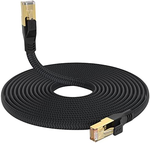Cat 7 Ethernet Kablosu 60ft, Dayanıklı Naylon Örgülü Güvenli Düz Uzun LAN İnternet Ağ Kablosu, Oyun, Xbox, PC, Yönlendirici için