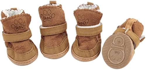 EuısdanAA 2 Pairs Iyi performans Taban Ayrılabilir Kapatma Pet Köpek Ayakkabı Çizmeler Kahverengi XS (2 pares de zapatos para