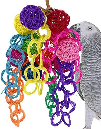 Shuohu Gümrükleme Renkli Halka Topu Papağan Kuş Bite Tırmanma Asılı Oyuncak Pet Kafes Süslemeleri Rastgele Renk Oyna