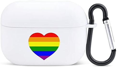 LGBT Eşcinsel Gurur Bayrağı Bluetooth Kulaklık Kılıf Kapak Darbeye Koruyucu Şarj Kılıfları AirPods Pro ıçin Anahtarlık ıle Beyaz