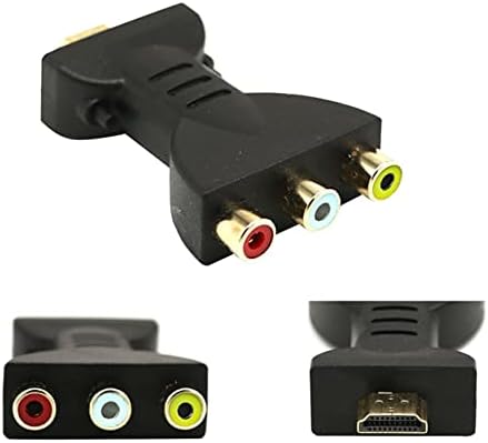 Qewmsg Esnek Taşınabilir HDMI Uyumlu 3 RCA Video Ses AV Adaptörü Bileşen Dönüştürücü HDTV DVD Projektör Dönüştürücü, Siyah