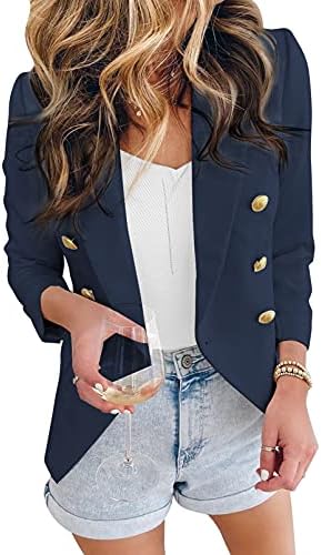 Asvıvıd Womens Casual Cepli Ofis Blazers Dökümlü Açık Ön Hırka Ceket Iş Elbisesi