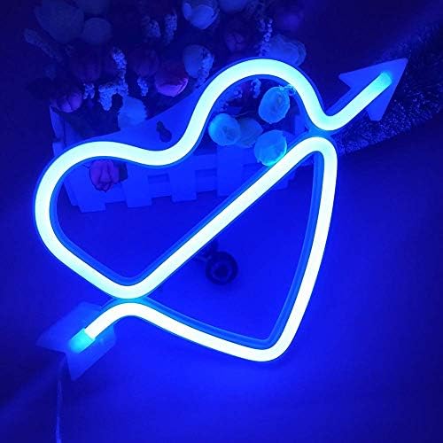 Neon Kalp Işaretleri Led Neon yanar Burcu Dekoratif Neon duvar ışık Kız Odası için (Lavanta Cupid) (Mavi)