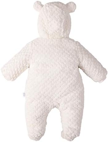 DDY Bebek Polar Snowsuit Romper Kapşonlu Ayaklı Onesies Flanel Fermuar Tulum Kış Ceket Kıyafet Suit için Erkek Bebek Kız