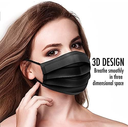 50pcs Kulak Askılı Tek Kullanımlık Siyah Yüz Maskeleri