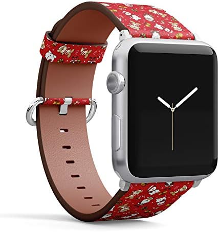 Apple Watch Serisi ile uyumlu 5, 4, 3, 2, 1 (Küçük Versiyon 38 / 40mm) Deri Bileklik Bileklik Yedek Aksesuar Bandı + Adaptörler-Noel