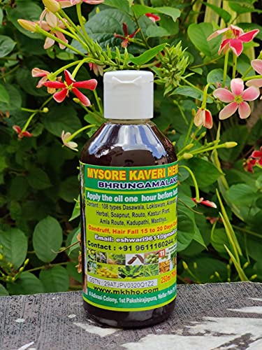 Damla Mysore Kaveri Bitkisel Brungamalaka Bitkisel Saç Yağı Kepek ve Saç Dökülmesi Kontrolü için (250 ml)