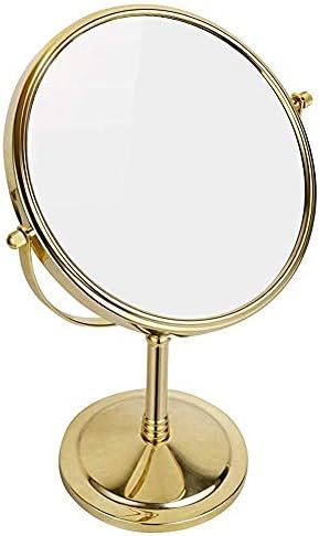 Nhlzj XİAOQİANG 8 İnç Ayakta Makyaj Aynaları,Çift Taraflı Büyütme ve Düzenli 360 Dönen Pirinç Vanity Kozmetik (Renk: Altın, Boyut: