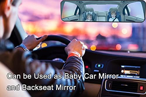 FlyroadUp Parlama Önleyici Araba Dikiz Aynası Geniş Melek İç Dikiz Aynası-Mavi, Dışbükey, 11.2 L x 3.0 H