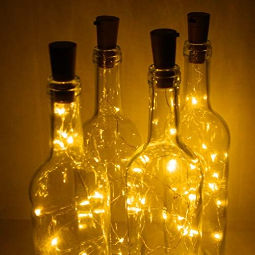 Şarap şişesi ışıkları ile mantar 20 LED bakır tel dize ışıkları, 6 paketi pil kumandalı yıldızlı dize Led ışıkları şişeler için