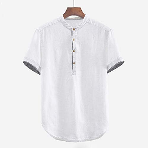 Fastbot Erkekler Gömlek Kısa Kollu Polo Slim fit Baggy Katı Pamuk Keten Düğme Artı Boyutu T Shirt Bluz Tops