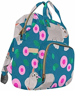 InterestPrint Büyük Kapasiteli bebek bezi çantası sırt Çantası Erkek Kız Vahşi Hayvanat Bahçesi Hayvan pembe çiçekler ile