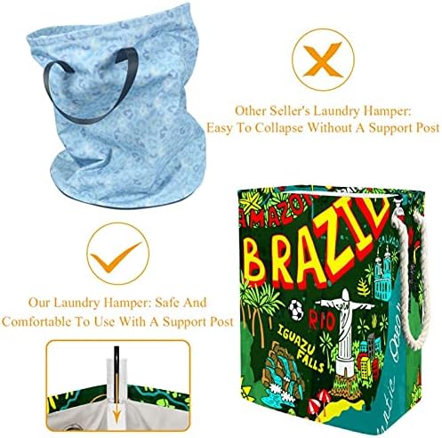 Haritası Brezilya çamaşır Sepeti Kolları İle Büyük Katlanabilir Sepet İçin Depolama Bin, Çocuk Odası, ev düzenleyici, giysi Saklama,