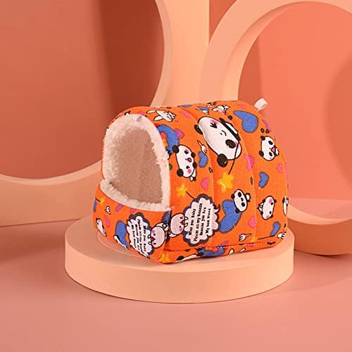 Floralby Hamster Yatak Güzel Baskı Nefes Döken Kulübe Mini Hamster Uyku Evi Chinchilla ile Uyumlu Turuncu S