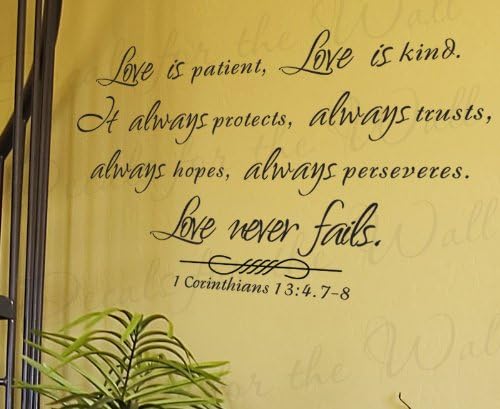 Aşk Hasta Tür Korur Güvenir Umut 1 Corinthians 13-İlham Ev Motivasyon Dini Tanrı İncil-Yapışkanlı Vinil Alıntı Sanat Mural, Büyük