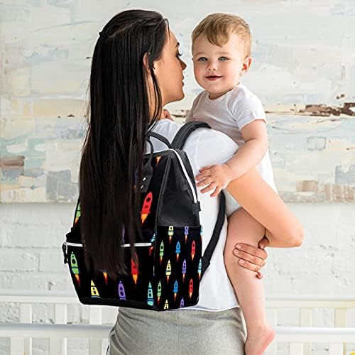 Laptop sırt çantası su geçirmez bebek bezi çantası hemşirelik çanta seyahat Nappy Tote çanta siyah uzay gemisi desen