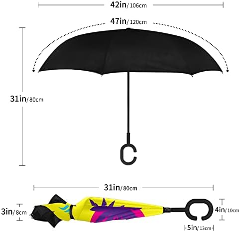 Çift Katmanlı Ters Şemsiye Ters Katlanır Şemsiye ile Araba için C-Şekilli Kolu, rüzgar Geçirmez UV Koruma Tropikal Yaz Büyük