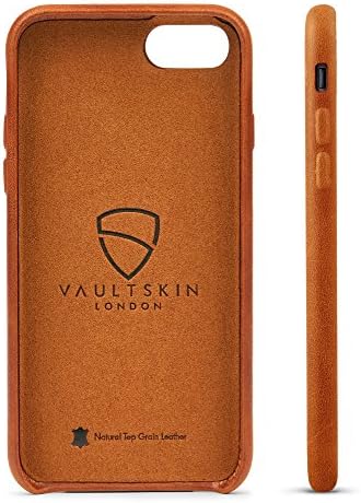 Vaultskin iPhone 7 Tampon Kılıfı, SOHO Deri Cüzdan Kılıfı-Premium İtalyan Deri, Ultra İnce Tasarım (Konyak)