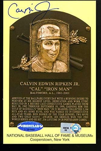 Cal Ripken Jr MLB Coa İmza İmzalı Altın HOF Plak Kartpostal İmza-MLB Kesim İmzaları