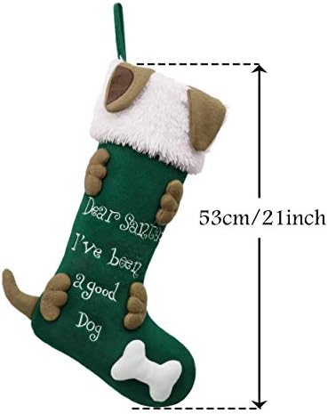 Valery Madelyn 21 İnç Büyük Neşeli Pet Noel Çorap Süslemeleri Kişiselleştirilmiş askı süsleri ile 3D Köpek ve Faux Kürk Manşet