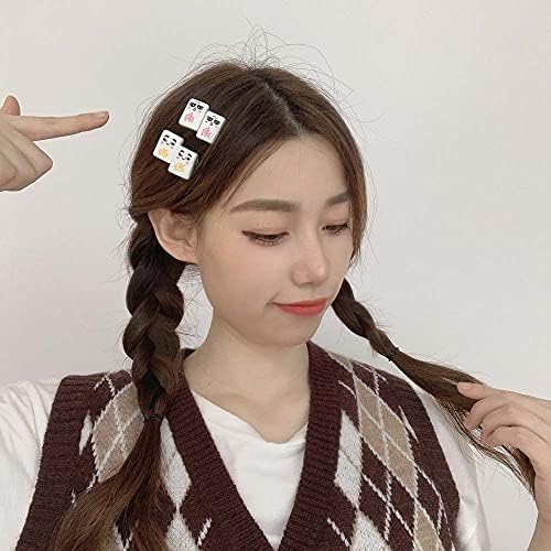 YİNMZ Sevimli Komik Kız Ifade Çocuk Mahjong Çin Tarzı Barrette BB Saç Klip Saç Aksesuarları Kadın Firkete (A)