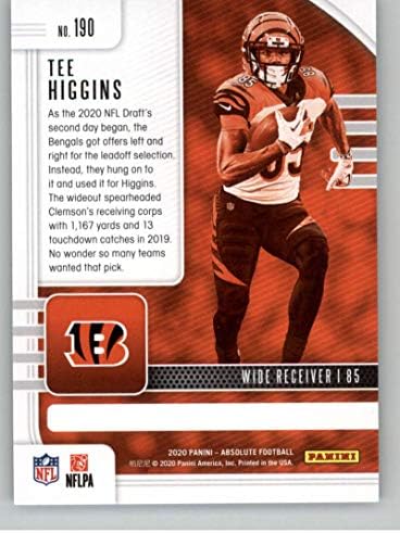 2020 Panini Mutlak 190 Tee Higgins RC Çaylak Cincinnati Bengals NFL Futbol Ticaret Kartı
