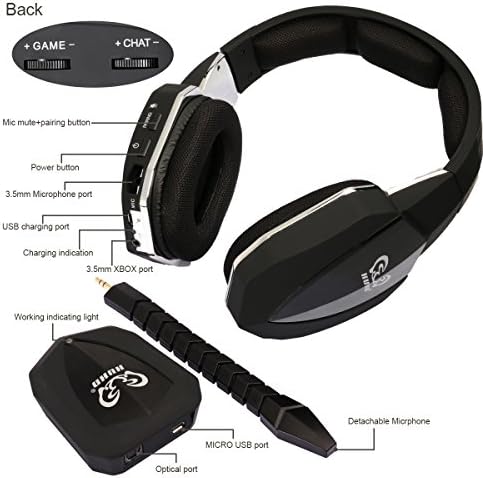 Kablosuz Optik USB oyun kulaklığı için PS4 PS3 Xbox 360 PC Bilgisayar Kablolu Kulaklıklar için Xbox one Aşırı Kulak Rahat (Siyah)