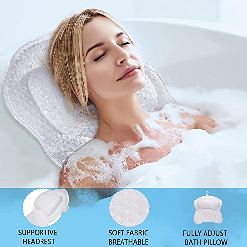 Banyo Yastığı, Spa Küveti Yastığı,Lüks 4D Hava Mesh Banyo Yastıkları Boyun, Baş, Omuz ve Sırt Desteği için Kafalık, 6 Kaymaz