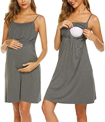 Ekouaer kadın Hemşirelik Gecelik hamile elbisesi Emzirme Elbisesi Tam Fişleri Pijama