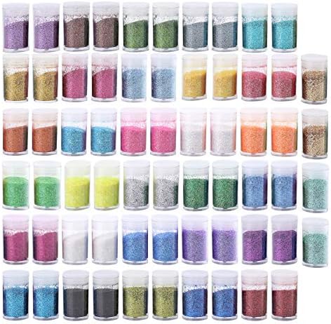 Yarlung 64 Parça Ince Glitter Toz Seti, 32 Renk Parlatıcısı Yapma Zanaat Glitter Sallamak Kavanozlar için Reçine, Sanat, Scrapbooking,