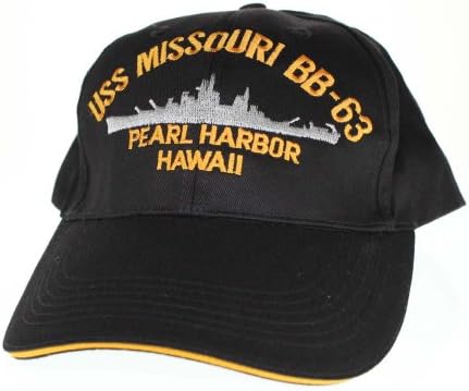 İşlemeli USS Missouri Savaş Gemisi Şapkası şapka, Siyah